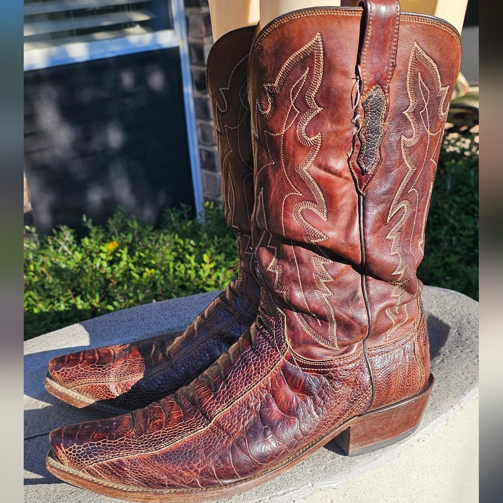 Men's Lucchese Ostrich Leg Western Boots 11.5D - Picture 4 of 9